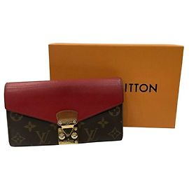 Louis Vuitton Monogram Portefeuille Pallas Cerise Long Wallet Brown Red Monogram