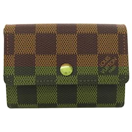 Louis Vuitton-Louis Vuitton Porto Monnaie Plat Wallet/Coin Case-Brown,Damier ebene