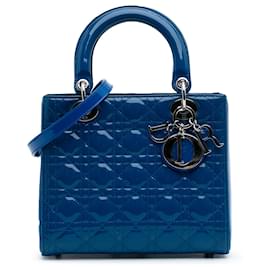 Dior-Dior Blue Medium Patent Cannage Lady Dior-Blue
