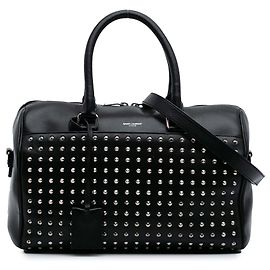 Bolsa Duffle 6 em couro preto com studs clássica Saint Laurent Preto