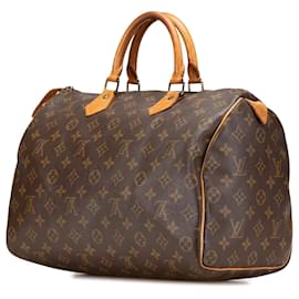 Louis Vuitton-Louis Vuitton Brown Monogram Speedy 35-Brown