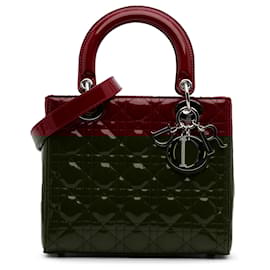 Dior-Dior Red Medium Patent Cannage Lady Dior-Red,Dark red