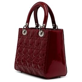 Dior-Dior Red Medium Patent Cannage Lady Dior-Red,Dark red