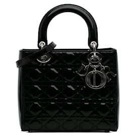 Dior-Dior Black Medium Patent Cannage Lady Dior-Black