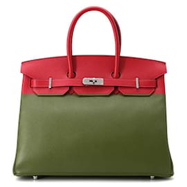 Hermès-Sac à main Hermes Birkin 35 en Rouge Casaque-Rouge
