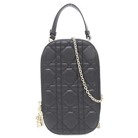 Christian Dior Lady Phone Holder Shoulder Bag Black