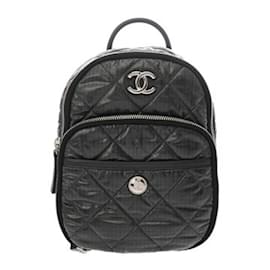 Chanel-CHANEL Neige Collection Black Nylon Backpack-Black