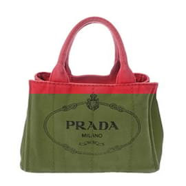 Prada-Prada Canapa Mini Tote Handbag-Red