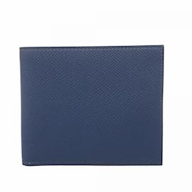 Hermès-Hermes Epsom Leather Card Case in Blue Indigo-Blue