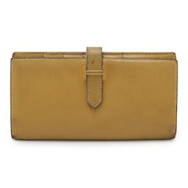 Hermès-Portefeuille long bi-fold Soufflet Bearn d'Hermès-Noir,Jaune