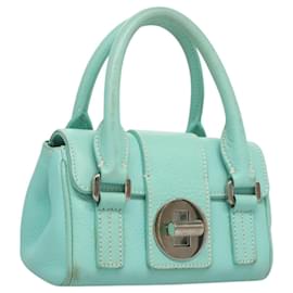 Autre Marque-TIFFANY&Co. Hand Bag Leather Blue Silver Auth 122781-Silvery,Blue
