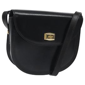 Bolsa de Ombro BALLY em Couro Preto Dourado Auth BA1625 Preto Dourado