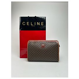 Céline Clutch de couro vintage Celine Paris marrom Marrom