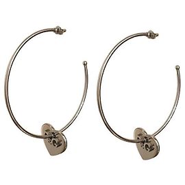 Splendidi orecchini cerchio  DOLCE & GABBANA con cuore liscio e logo lettering D&G Argento