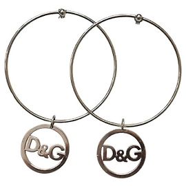 Wunderschöne DOLCE & GABBANA Ohrringe großer Ring mit kleinerem Anhänger-Ring-Logo Silber