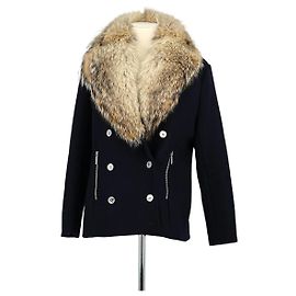Michael Kors Navy Fur Coat Navy blue