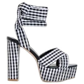 Twin Set TWINSET sandals in black and white Vichy check fabric size 38 new White