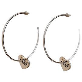 Espléndidos pendientes de aro DOLCE & GABBANA de acero plateado con corazón y logotipo D&G Plata