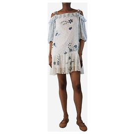 See by Chloé Weißes und blaues Blumen-Minikleid - Größe UK 6 Weiß