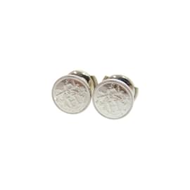 Hermès-Hermes Exlibris TPM Silver 925 Earrings-Silvery