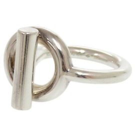 Hermès Hermes Echappe Silver 925 Band Ring Silvery