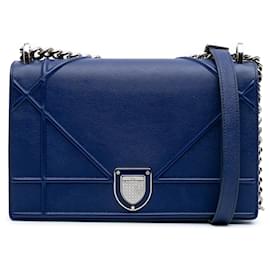 Dior-Dior Blue Medium Grained Calfskin Diorama Flap-Blue,Other