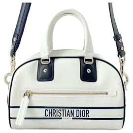 Dior-Dior White Small Leather Dior Vibe Zip Bowling Bag-White