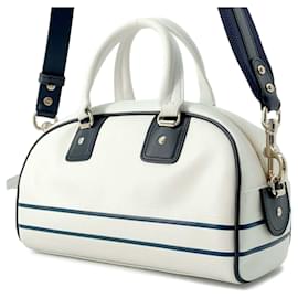 Dior-Dior White Small Leather Dior Vibe Zip Bowling Bag-White