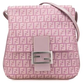 Fendi-Sac à bandoulière en toile Zucchino rose de Fendi-Rose