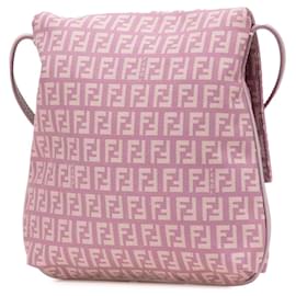 Fendi-Sac à bandoulière en toile Zucchino rose de Fendi-Rose