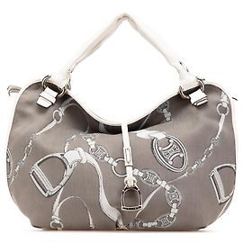 Céline Celine Gray Macadam Toile Bittersweet Hobo Marron