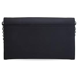 Dior-Dior Black Ultra Matte Calfskin Saddle Long Wallet With Chain-Black