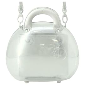 Dior-Dior White Vinyl and Calfskin Lady Dior Capsule Bag-White