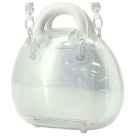 Dior-Dior White Vinyl and Calfskin Lady Dior Capsule Bag-White