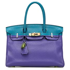 Hermès-Hermès Bleu Clemence Birkin Retourne 30-Bleu