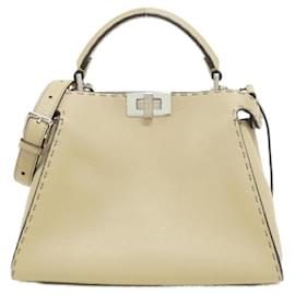 Fendi-Fendi SELERRIA Peekaboo Essential Handbag-Beige