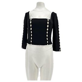 Autre Marque CONTESSA MILLS Crop Top in Schwarz Weiß Schwarz