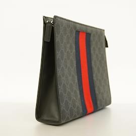 Gucci-Gucci Clutch Bag GG Supreme 475316 in Gray-Brown