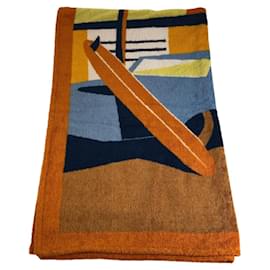 Hermès-Serviette de plage Hermes Apres La Vague-Multicolore,Orange