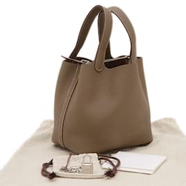 Hermès-Sac à main Hermes Picotin Lock PM 18-Taupe