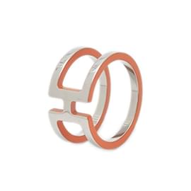 Hermès-Hermes Scarf Ring in Orange and Silver-Silvery,Orange
