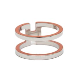 Hermès-Hermes Scarf Ring in Orange and Silver-Silvery,Orange