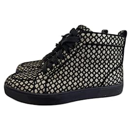 Christian Louboutin-Christian Louboutin Sneakers Rantus Orlato Glitter Black Gold Size 39.5-Black,Golden