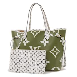 Louis Vuitton-Louis Vuitton Monogram Giant Neverfull MM Tote Bag-White,Beige,Khaki