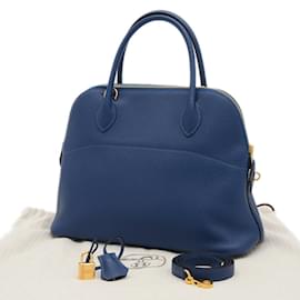 Hermès-Sac à main Hermes Bolide 31-Bleu foncé