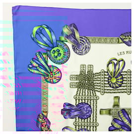 Hermès-HERMES Carre 90 Scarf ""LES RUBANS DU CHEVAL"" Silk Blue Auth yk18231-Blue