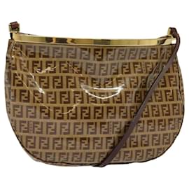 Fendi-Sac à bandoulière en toile Zucchino FENDI marron or Auth 120705-Marron,Doré