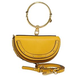 Chloé Nile Minaudire Sac à Main Cuir 2en1 Jaune Or Auth 117672 Doré Jaune