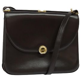 BALLY Bolsa de Ombro de Couro Marrom Dourado Auth sw625 Marrom Dourado
