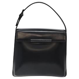 Givenchy-GIVENCHY Hand Bag Leather Black Auth bs25658-Black